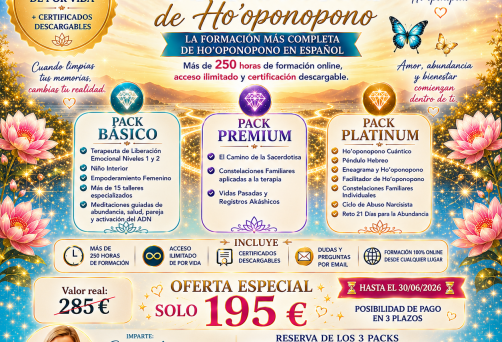 OFERTA 3 PACKS: BÁSICO, PREMIUM Y PLATINUM – PRECIO: ANTES: 285€ – EN OFERTA HASTA EL 30.06.2026: 195€