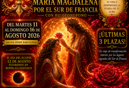 ¡¡ÚLTIMAS 3 PLAZAS!! – VIAJE DE “INICIACIÓN DE SACERDOTISA DE MARÍA MAGDALENA POR EL SUR DE FRANCIA CON HO’OPONOPONO” – DEL MARTES 11 AL DOMINGO 16 DE AGOSTO DE 2026 – SALIDA DESDE BARCELONA